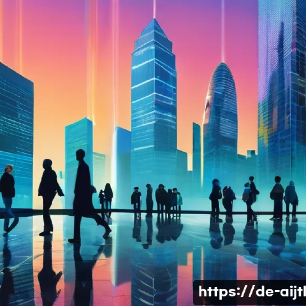 AI 바이어스 감지 및 완화 프로그램의 효과 분석 - **Prompt:** A bustling, diverse cityscape at dusk, with modern skyscrapers featuring glowing data st...
