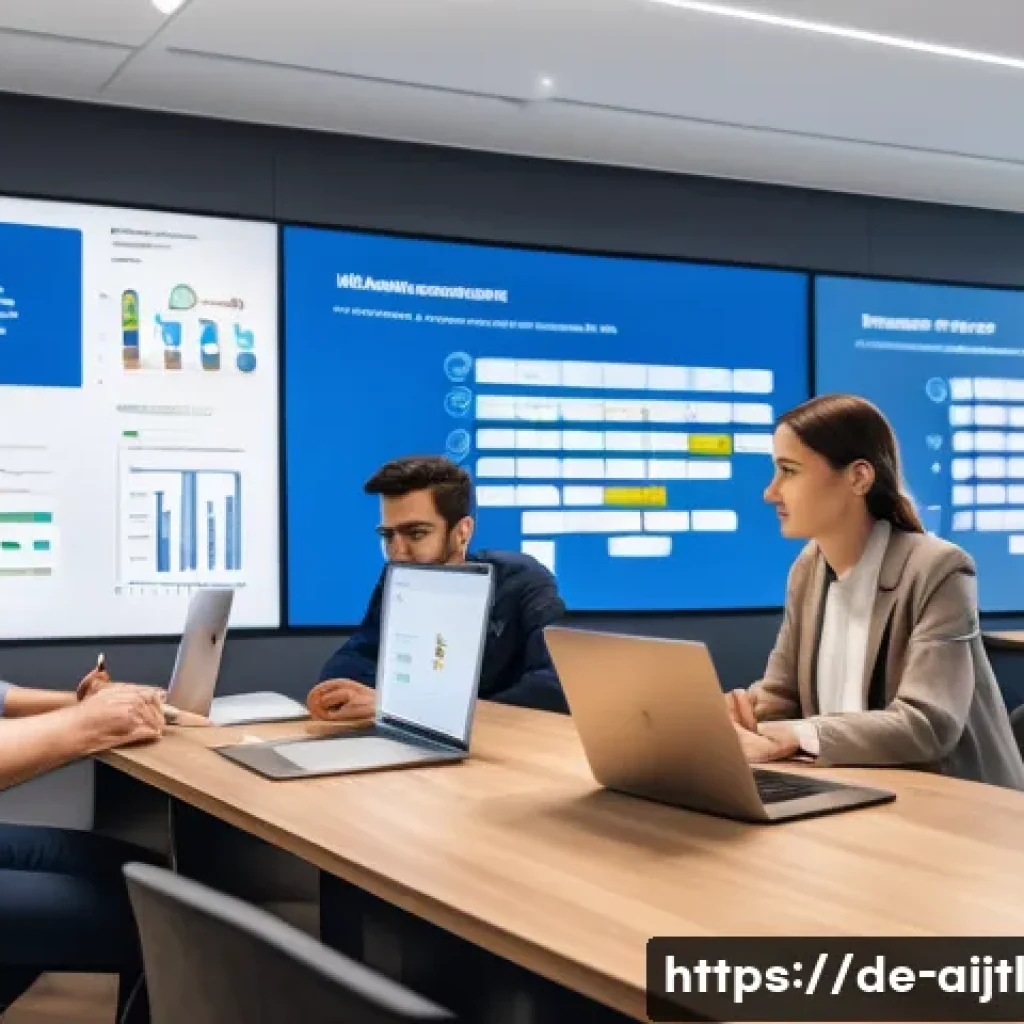 AI에서의 편향 문제 해결을 위한 법적 프레임워크 - A modern European tech office scene showing diverse AI developers collaborating around a large touch...