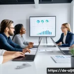 AI 기술에서의 편향성의 역사적 배경 - A diverse group of professional German office workers in a modern tech company setting, including me...